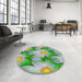 Round Patterned Forest Green Novelty Rug in a Office, pat3102