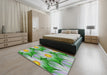 Patterned Forest Green Novelty Rug in a Bedroom, pat3102