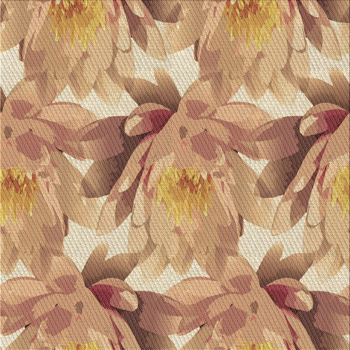 Round Patterned Yellow Orange Rug, pat3103brn