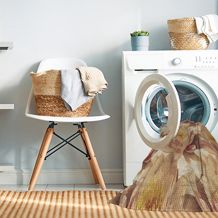 Machine Washable Transitional Yellow Orange Rug in a Washing Machine, wshpat3103brn
