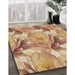 Machine Washable Transitional Yellow Orange Rug in a Family Room, wshpat3103brn