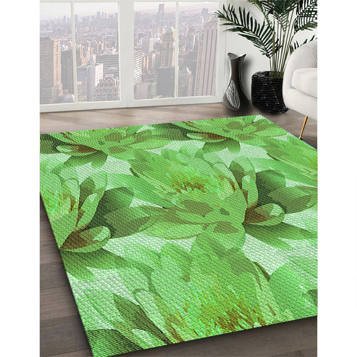 Machine Washable Transitional Emerald Green Rug in a Family Room, wshpat3103grn