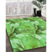 Machine Washable Transitional Emerald Green Rug in a Family Room, wshpat3103grn