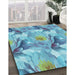 Patterned Blue Ivy Blue Rug in Family Room, pat3103lblu