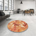 Round Patterned Yellow Orange Rug in a Office, pat3103org