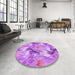 Round Patterned Violet Purple Rug in a Office, pat3103pur