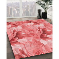 Patterned Light Coral Pink Rug, pat3103rd