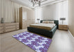 Patterned Blue Rug in a Bedroom, pat3104blu