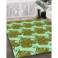 Patterned Olive Green Rug, pat3104grn