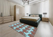 Patterned Sky Blue Rug in a Bedroom, pat3104lblu