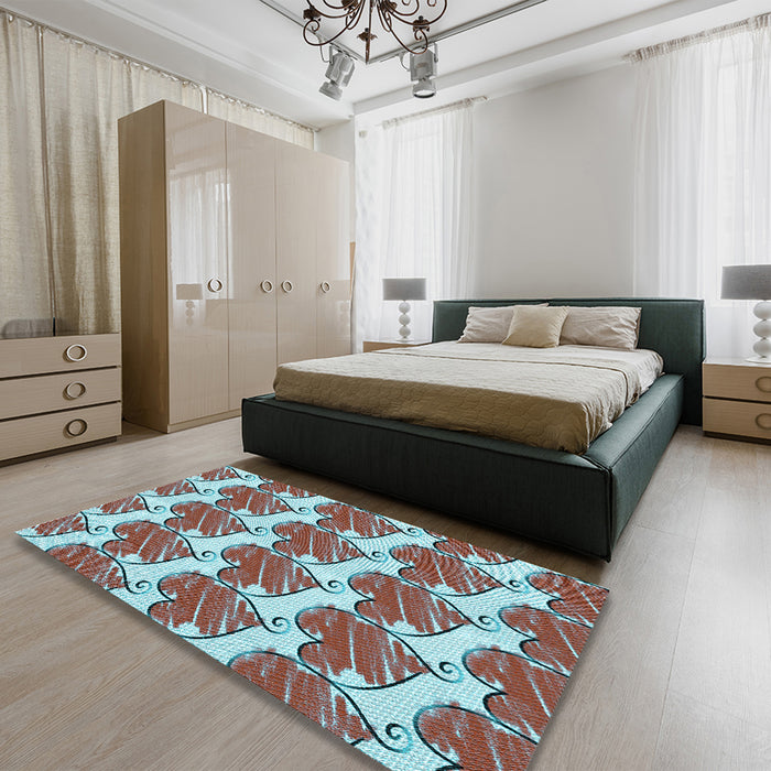 Patterned Sky Blue Rug in a Bedroom, pat3104lblu