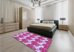 Patterned Deep Pink Rug in a Bedroom, pat3104pur