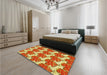 Patterned Red Rug in a Bedroom, pat3104yw