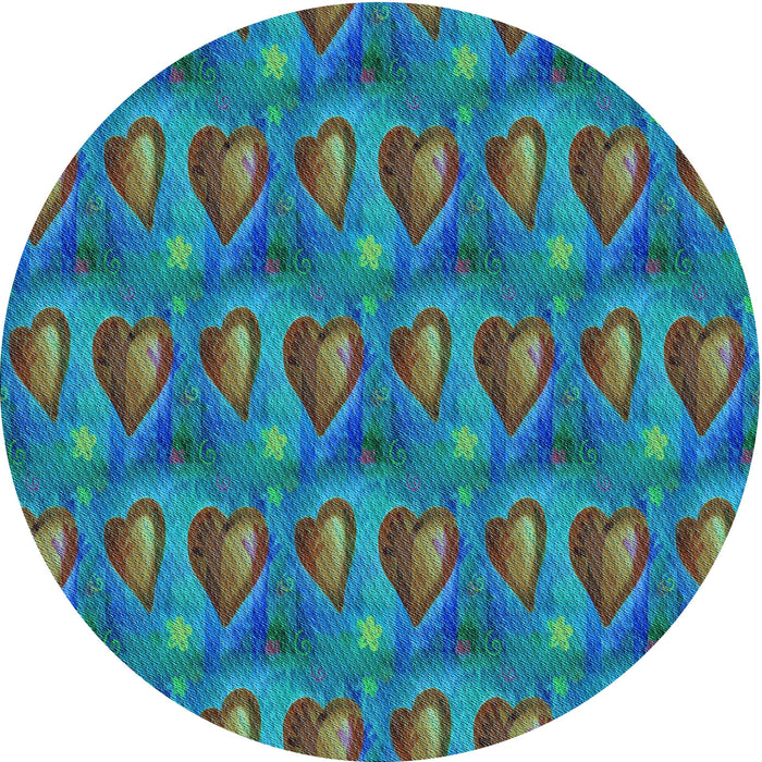 Square Patterned Dark Turquoise Green Rug, pat3105lblu