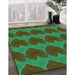 Machine Washable Transitional Army Green Rug in a Family Room, wshpat3106grn