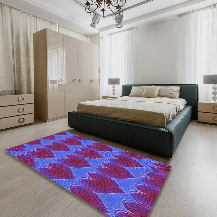 Patterned Dark Magenta Purple Rug in a Bedroom, pat3106pur