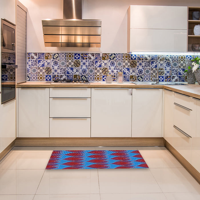 Patterned Blue Novelty Rug in a Kitchen, pat3106
