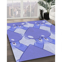 Patterned Jeans Blue Rug, pat3107blu