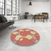 Round Patterned Red Rug in a Office, pat3107brn