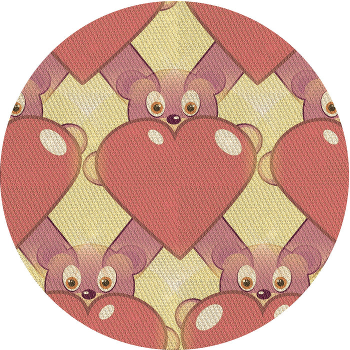 Square Patterned Red Rug, pat3107brn