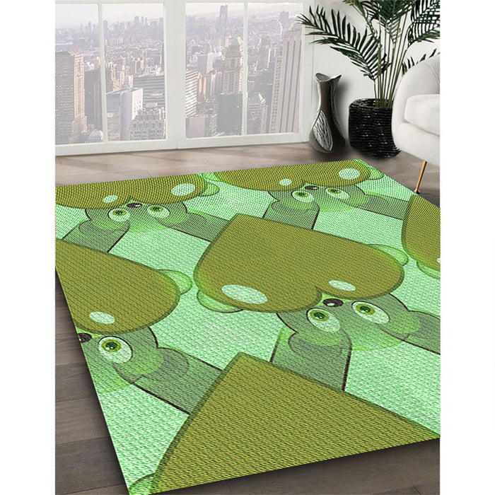 Machine Washable Transitional Green Rug in a Family Room, wshpat3107grn