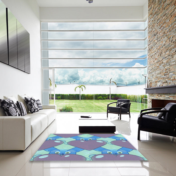 Machine Washable Transitional Diamond Blue Rug in a Kitchen, wshpat3107lblu