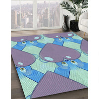 Patterned Diamond Blue Rug, pat3107lblu