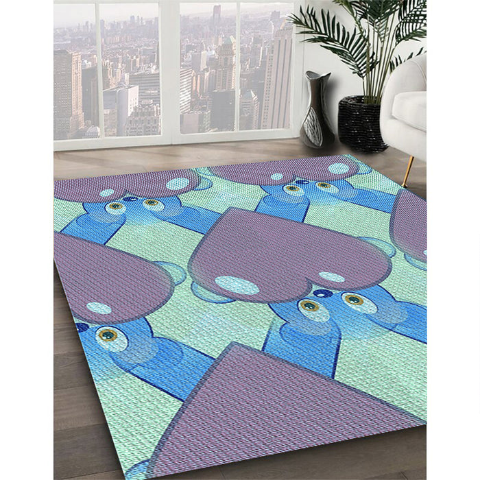 Machine Washable Transitional Diamond Blue Rug in a Family Room, wshpat3107lblu