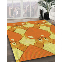 Patterned Orange Red Orange Rug, pat3107yw