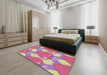 Machine Washable Transitional Pink Rug in a Bedroom, wshpat3107