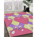 Patterned Pink Novelty Rug in Family Room, pat3107