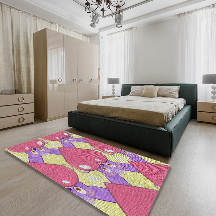 Patterned Pink Novelty Rug in a Bedroom, pat3107