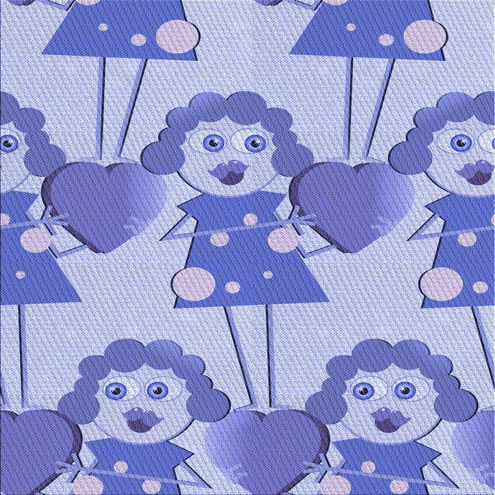 Round Patterned Blue Rug, pat3108blu