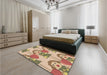 Patterned Light Brown Rug in a Bedroom, pat3108brn