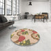 Round Patterned Light Brown Rug in a Office, pat3108brn