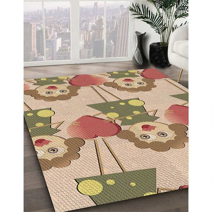 Machine Washable Transitional Light Brown Rug in a Family Room, wshpat3108brn