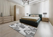 Patterned Gray Rug in a Bedroom, pat3108gry