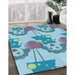 Machine Washable Transitional Glacial Blue Ice Blue Rug in a Family Room, wshpat3108lblu