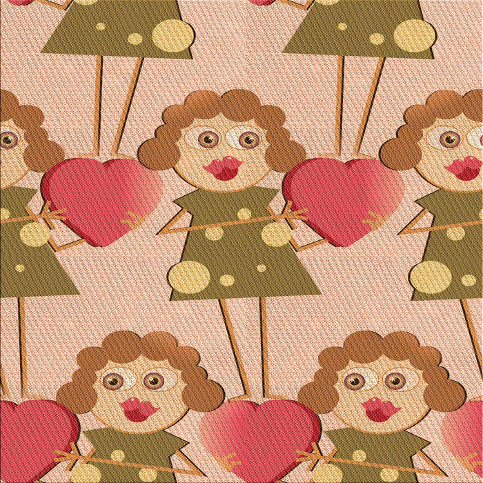 Round Patterned Red Rug, pat3108org