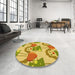 Round Patterned Bright Gold Yellow Rug in a Office, pat3108yw