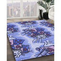 Patterned Deep Periwinkle Purple Rug, pat3109blu