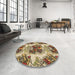 Round Patterned Red Brown Rug in a Office, pat3109brn
