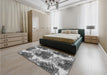 Patterned Silver Gray Rug in a Bedroom, pat3109gry