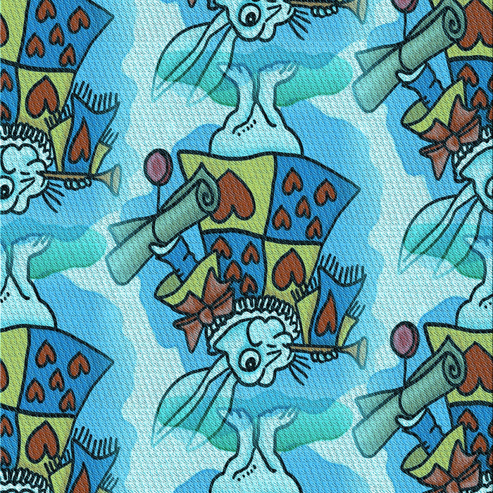 Patterned Greenish Blue Green Rug, pat3109lblu