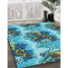 Patterned Greenish Blue Green Rug in Family Room, pat3109lblu