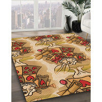 Patterned Yellow Orange Rug, pat3109org