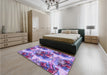 Patterned Bright Lilac Purple Rug in a Bedroom, pat3109pur