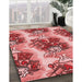 Machine Washable Transitional Light Coral Pink Rug in a Family Room, wshpat3109rd