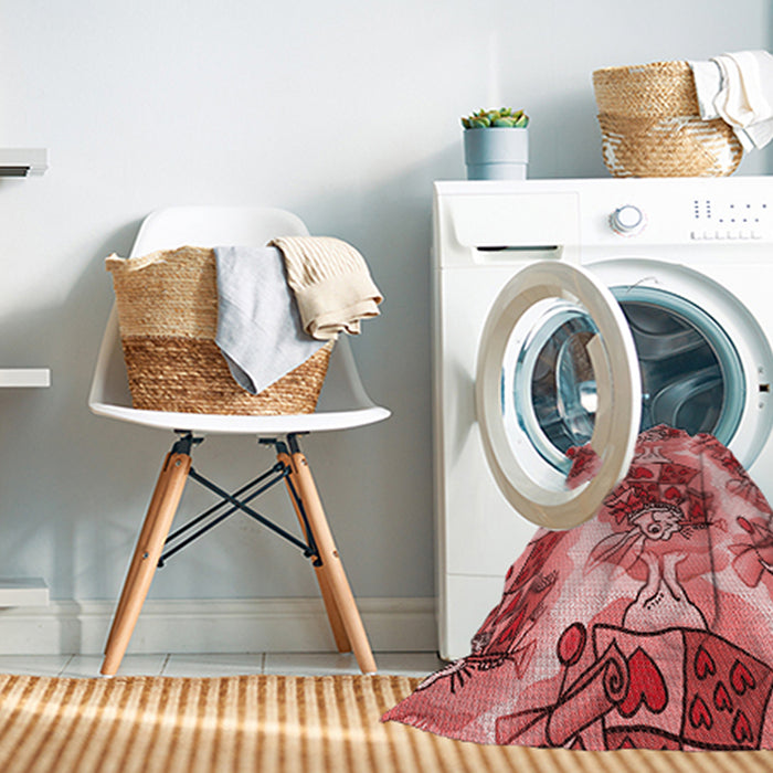 Machine Washable Transitional Light Coral Pink Rug in a Washing Machine, wshpat3109rd