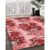 Patterned Light Coral Pink Rug, pat3109rd